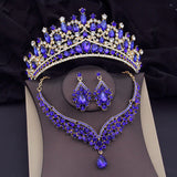 Blue Crystal Crown Set