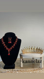 Luxury Crown-Tiara 💎 Red Jewelry Set