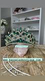 Luxury Emerald Green Crown - Tiara Jewelry Set