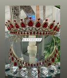 Luxury Crown-Tiara 💎 Red Jewelry Set