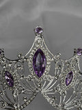 Luxury Crown/Tiara Silver with Lilac and Clear Rhinestones