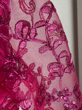 Fuchsia Ball Gown Girl's Pageant Dresses Lace Top Long Sleeves Puffy Tulle Birthday Prom Gowns Kids Formal Wear