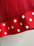 Red Polka Dot Ribbon Trimmed Tutu Perfect for Minnie Mouse