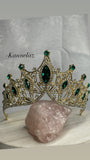 Luxury Crown/Tiara Gold with  Greeen Rhinestones