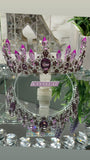 Luxury Crown Tiara & Earrings 💎Silver-Purple