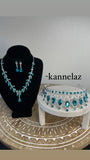 Luxury Crown-Tiara Silver Light Blue Color  Jewelry Set