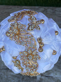 Bridal And Bridesmaid Bouquets Exquisite Rhinestones Silk Roses And Pearls Handmade White
