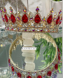 Luxury Round Crown 💎Gold-Red Royal Queen King