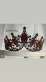 Luxury Crown/Tiara Rose Gold with  Red & Black Rhinestones