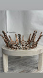 Gold Color Crystal Tiaras Baroque Round Crown