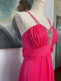Women's Pink Embroidery Rhinestones beaded Long Evening Gown prom dress