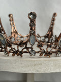 Gold Color Crystal Tiaras Baroque Round Crown