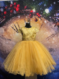 Short Sleeve Gold Dress