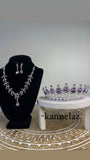Luxury Crown-Tiara Silver Purple Color Jewelry Set