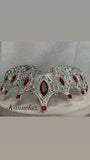 Luxury Crown/Tiara Silver with Red and Clear Rhinestones