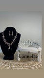 Luxury Crown-Tiara Silver Pink Color  Jewelry Set