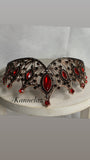 Luxury Crown/Tiara Rose Gold with  Red & Black Rhinestones