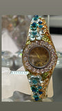 Luxury Bracelet Watch 💎 Sky Blue Flowers