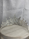 Luxury Crown/Tiara Silver with Green and Clear Rhinestones