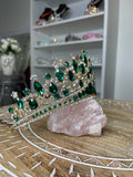 Luxury Emerald Green Crown - Tiara Jewelry Set