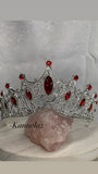 Luxury Crown/Tiara Silver with Red and Clear Rhinestones