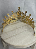 Luxury Crown/Tiara Gold with  Greeen Rhinestones