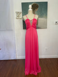 Women's Pink Embroidery Rhinestones beaded Long Evening Gown prom dress