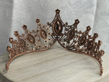 Luxury Crown/Tiara Rose Gold with Black Rhinestones