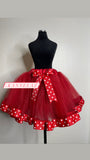 Red Polka Dot Ribbon Trimmed Tutu Perfect for Minnie Mouse