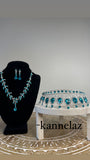 Luxury Crown-Tiara Silver Light Blue Color  Jewelry Set