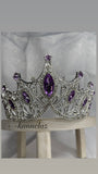 Luxury Crown/Tiara Silver with Lilac and Clear Rhinestones