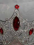 Luxury Crown/Tiara Silver with Red and Clear Rhinestones