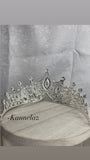 Luxury Crown/Tiara Silver with Green and Clear Rhinestones