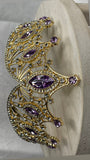 Luxury Crown/Tiara Gold with  Lilac and Clear Rhinestones