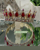 Luxury Round Crown 💎Gold-Red Royal Queen King