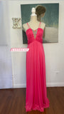 Women's Pink Embroidery Rhinestones beaded Long Evening Gown prom dress