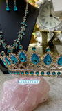 Luxury Sky 💎 Blue Crown-Tiara Jewelry Set