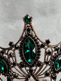 Luxury Crown/Tiara Rose Gold with  Green and Black Rhinestones
