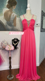 Women's Pink Embroidery Rhinestones beaded Long Evening Gown prom dress