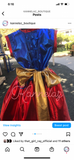 Hand Made Metalic Blue, Red and Gold Princess Dress