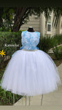 Royal White/ Baby blue dress