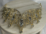 Luxury Crown/Tiara Gold with  Clear Rhineston