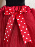 Red Polka Dot Ribbon Trimmed Tutu Perfect for Minnie Mouse