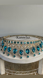 Luxury Crown-Tiara Gold Light Blue