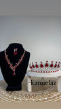 Luxury Crown-Tiara Silver Red Color Jewelry Set