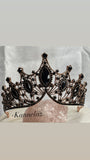 Luxury Crown/Tiara Rose Gold with Black Rhinestones