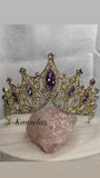 Luxury Crown/Tiara Gold with  Lilac and Clear Rhinestones