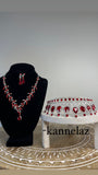 Luxury Crown-Tiara Silver Red Color Jewelry Set